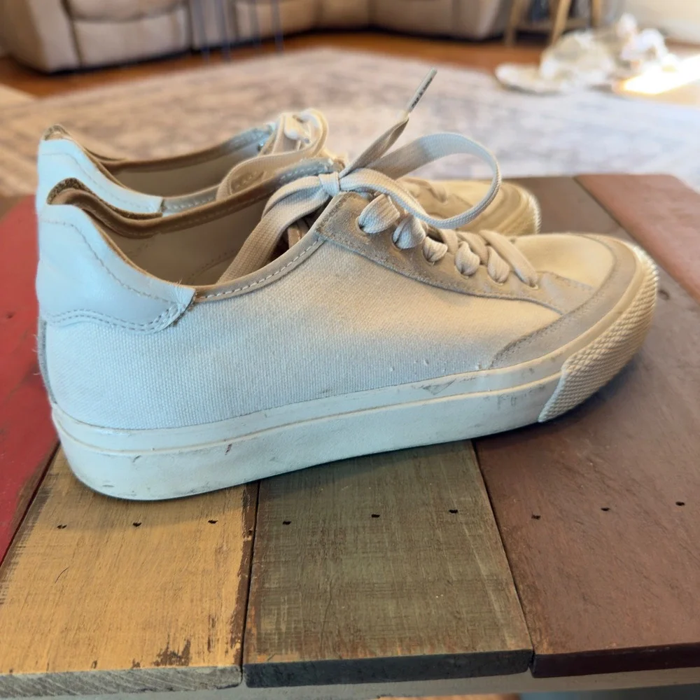Rag & Bone Cream Canvas‎ Suede Low Top Sneakers Womens 38 Ivory Platform Shoes